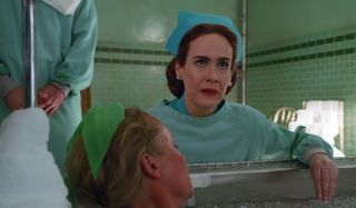 sarah paulson as nurse ratched over an ice bath in the tv series Ratched