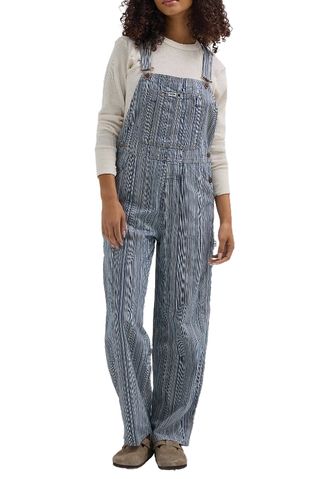 Wrangler Stripe Straight-Leg Bib Overalls