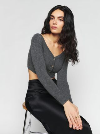 Millie Cashmere Off The Shoulder Cardigan