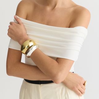 Matte jersey off-the-shoulder top