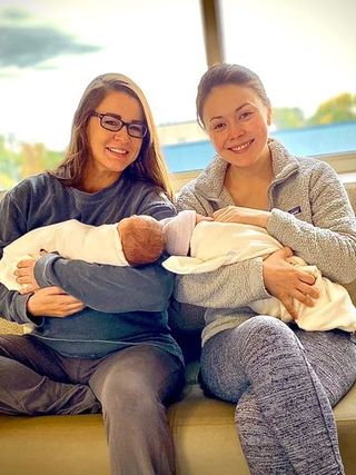 sarah and trisha with the twins