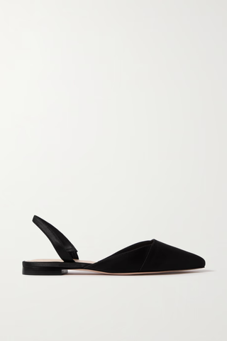 Porte & Paire Satin slingback point-toe flats