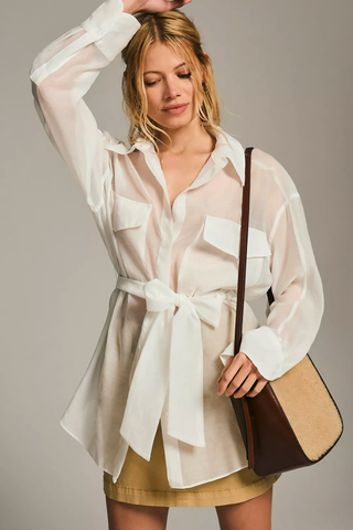 Sheer Trend 2023 | Grey Lab Sheer Tie-Waist Blouse