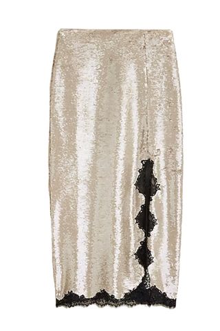 Gwyneth Lace-Trim Slip Skirt With Sequins