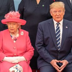 Queen Elizabeth II poses with Donald Trump