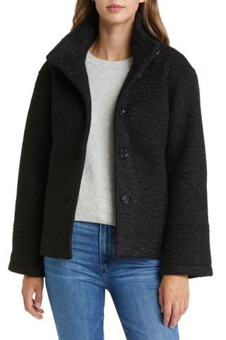 Sam Edelman Stand Collar Pressed Bouclé Jacket