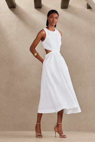 Banana Republic Sale | Lina Linen Cutout Midi Dress