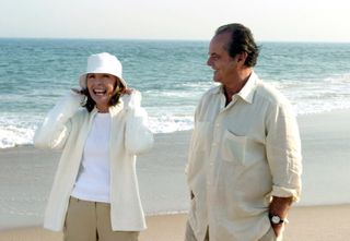 diane keaton and jack nicholson walking on the beach in the Hamptons in something's gotta give