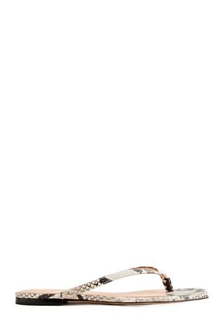 J.Crew snakeskin New Capri Thong Sandals in Leather on white background