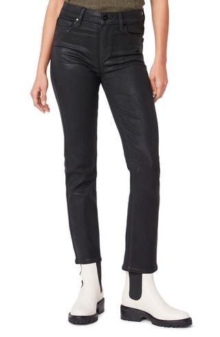 Coated High Waist Straight Leg Jeans