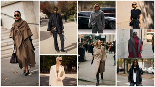 an eight image graphic of women at fashion week wearing minimalist outfits