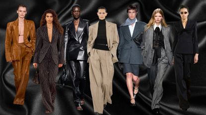 women wearing suits on the fall 2024 runways