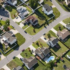 Aerial view of middle class suburb