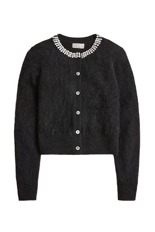 Brushed Cashmere Embellished Cardigan Sweater