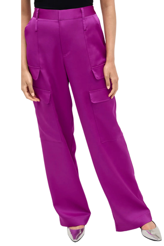 Purple satin cargo pants