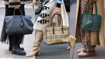 women carrying designer tote bags