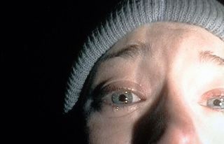 a found footage shot of a man's eye in The Blair Witch Project