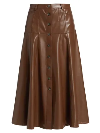 Veena Vegan Leather Midi-Skirt