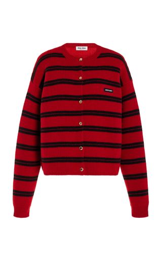 Striped Wool-Cashmere Cardigan