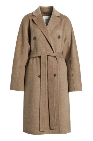 Oversize Double Breasted Double Face Wool Blend Coat