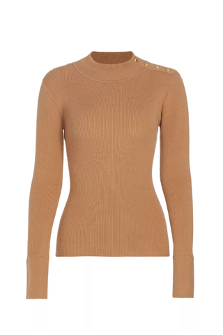 Elie Tahari Naya Button-Detailed Rib-Knit Sweater