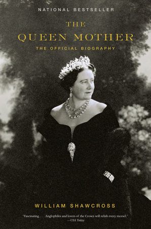 the queen mother by william shawcross book cover with a photo of queen elizabeth the queen mother in a black dress in a garden