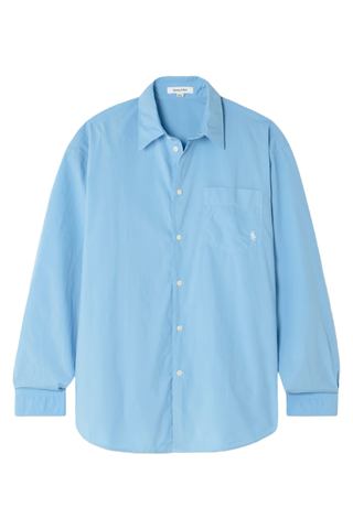 Sporty & Rich Oversized Embroidered Cotton-Poplin Shirt