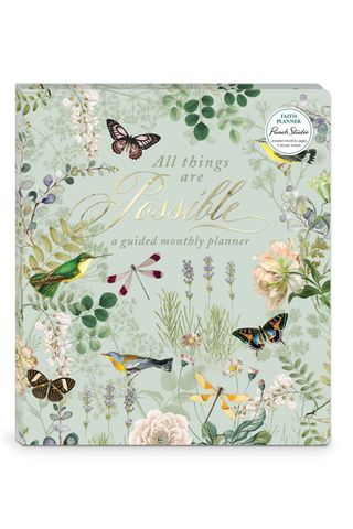 mint green planner with butterflies 