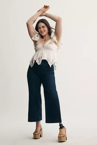 The Colette Cropped Wide-Leg Jeans by Maeve