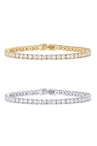 Pavoi 14k gold plated tennis bracelet set