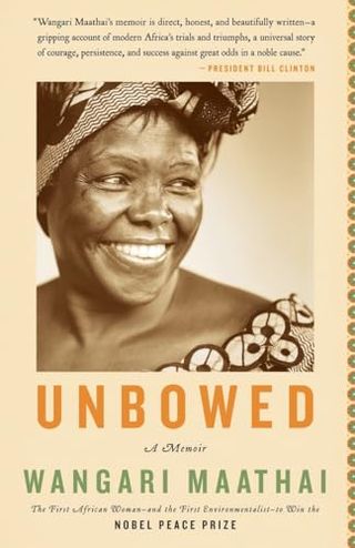 Unbowed: a Memoir book cover with a photo of a woman smiling and a tan backdrop