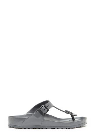 Birkenstock silver Gizeh Flip Flop on white background