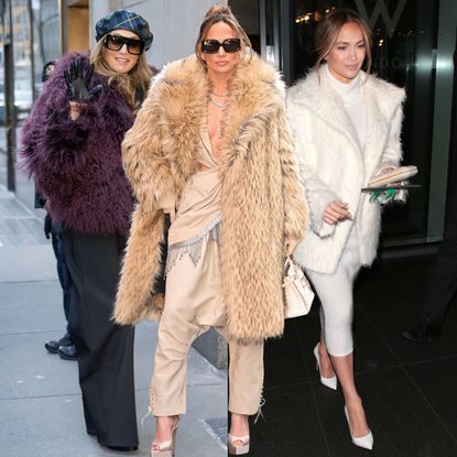 collage of jennifer lopez wearing winter outfits 