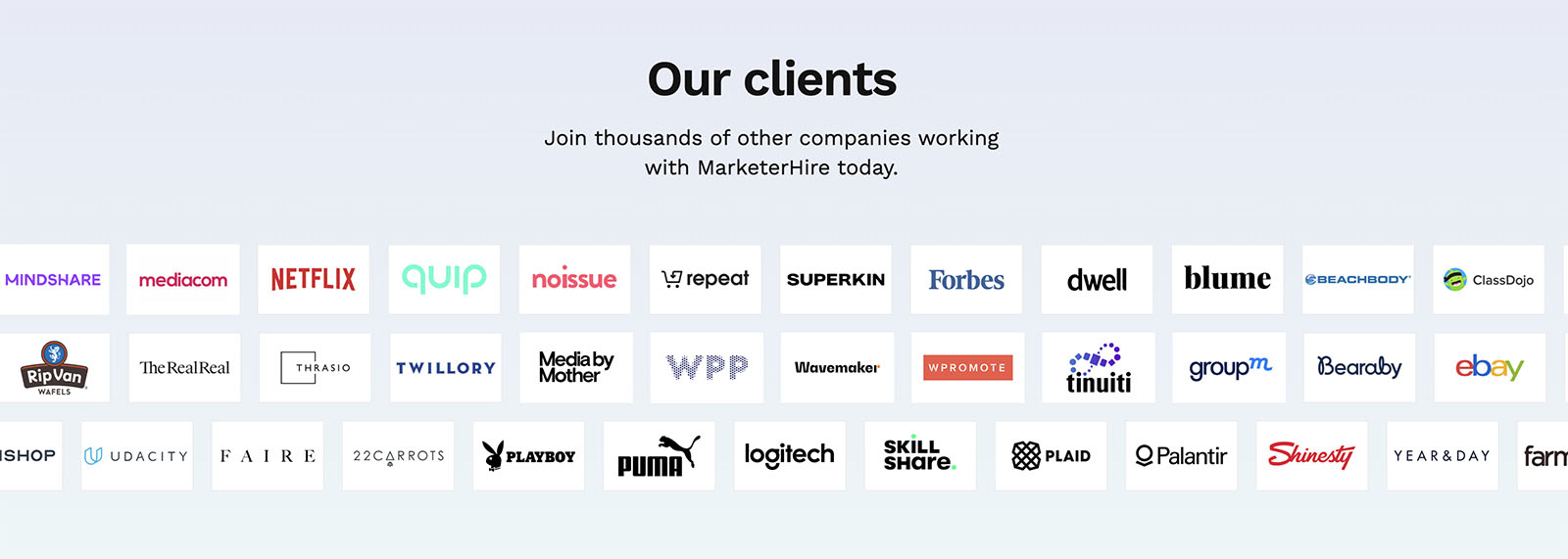 Existing Marketerhire clients