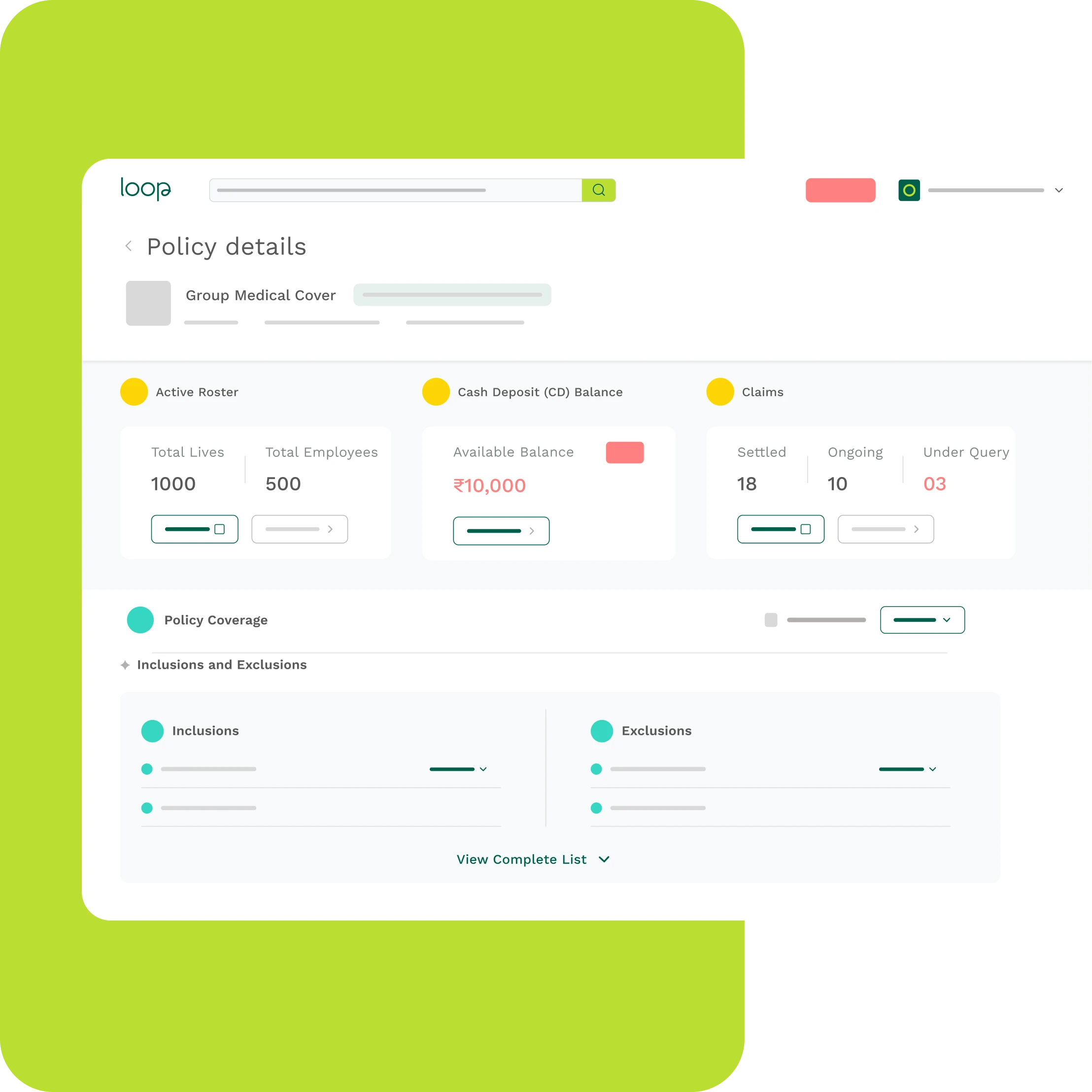 Loop Policy Details for HRs
