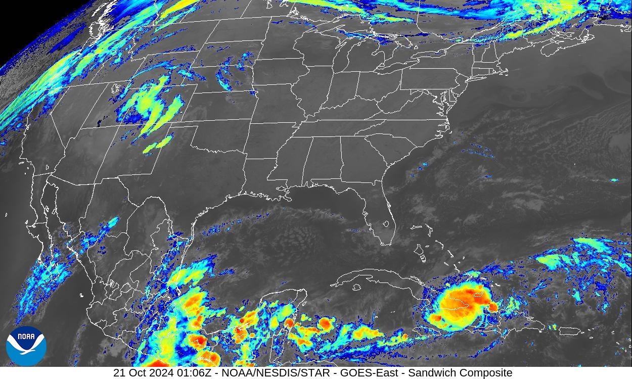 Sandwich - Blend combines IR band 13 with visual band 3 - 21 Oct 2024 - 0106 UTC