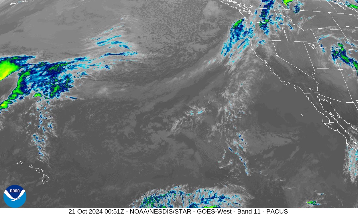 Band 11 - 8.4 µm - Cloud Top - IR - 21 Oct 2024 - 0051 UTC