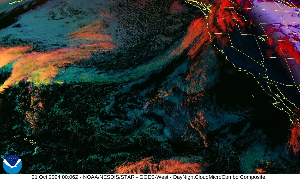 Day Cloud Phase / Night Microphysics - Day: show cloud-top phase; Night: distinguish clouds / fog - 21 Oct 2024 - 0006 UTC