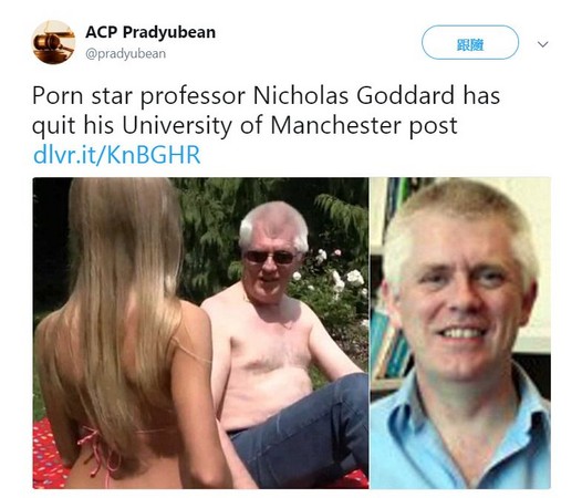 ▲▼ 62歲英國前教授尼可拉斯（Nicholas Goddard）再度重出江湖，床戰2女大玩3P。（圖／翻攝自Twitter／pradyubean）