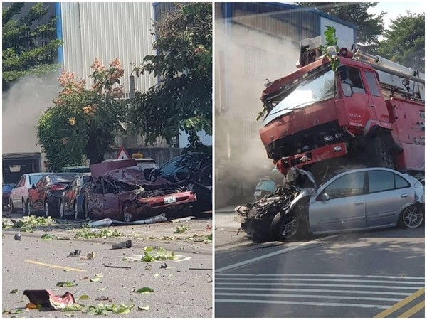 ▲▼壓扁車。（圖／翻攝自聯結車 大貨車 大客車 拉拉隊 運輸業 照片影片資訊分享團）