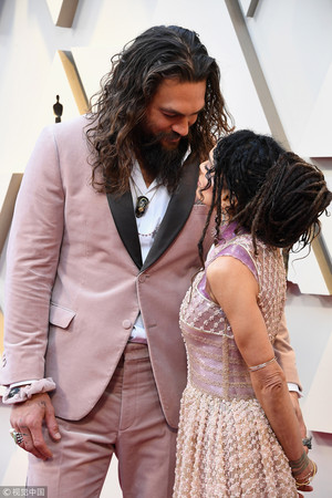 ▲▼奧斯卡，《水行俠》男主角傑森摩莫亞（Jason Momoa）、老婆莉薩博內特。（圖／CFP）