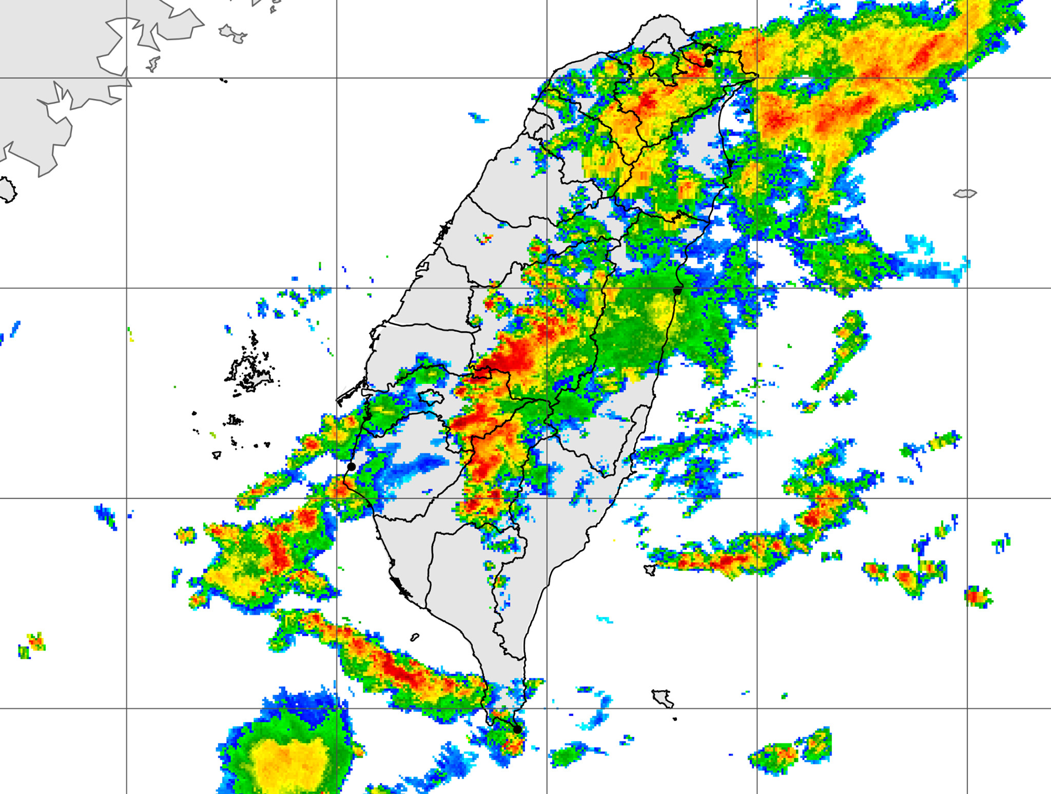 ▲今日全台各地都有雨。（圖／翻攝自Facebook／台灣颱風論壇｜天氣特急）