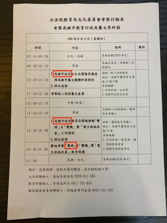 ▲▼立法院教育及文化委員會將於4日南下高雄考察「高雄市教育行政及藝文界紓困」。（圖／取自吳思瑤臉書）