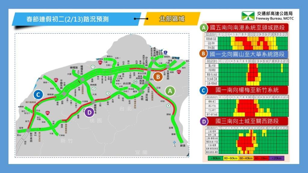 ▲▼    初二塞車路段。（圖／高公局提供）