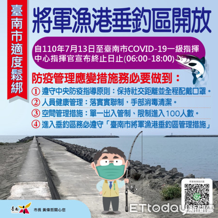 ▲農業局長謝耀清指出，14日起開放仙湖休閒農場、吉園休閒農場、走馬瀨休閒農場、大坑休閒農場、柳營老牛的家及將軍漁港垂釣區。（圖／記者林悅翻攝，下同）