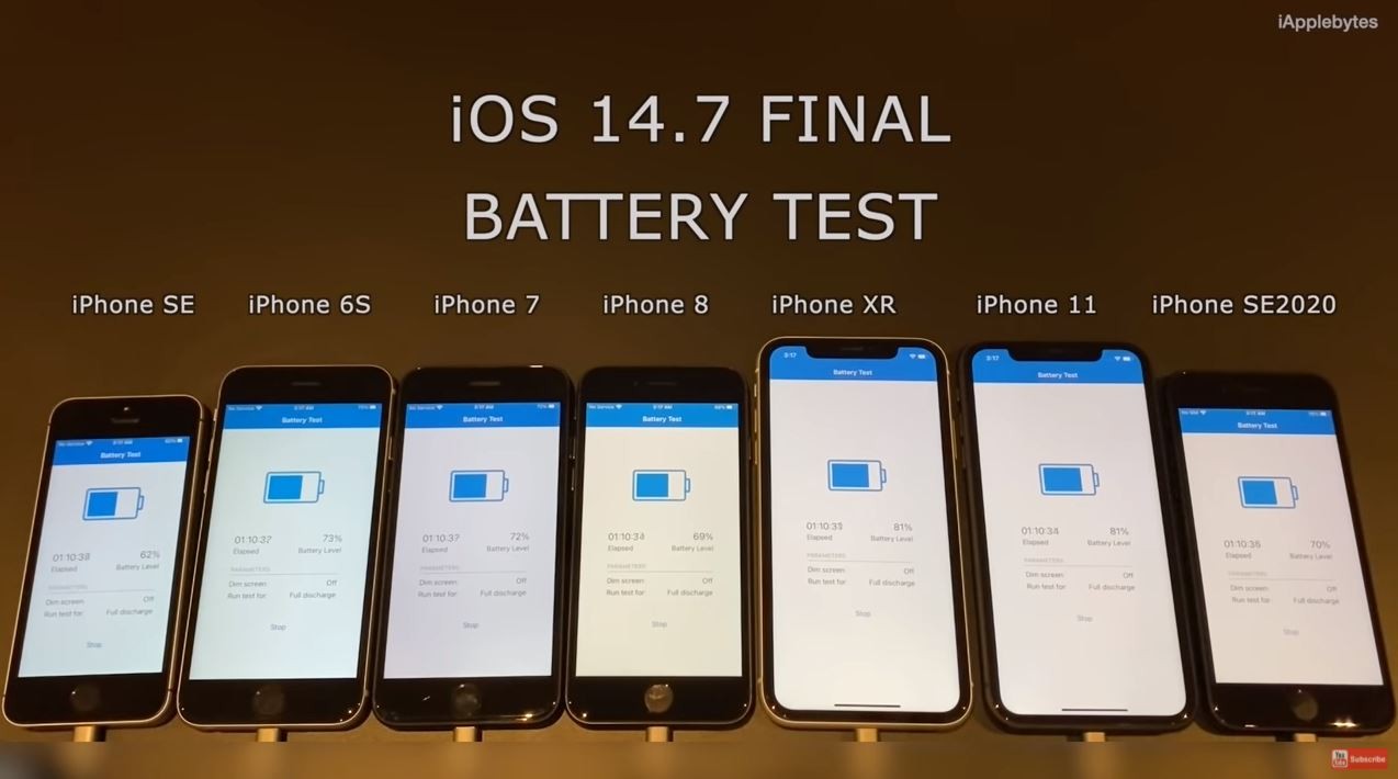 ▲iOS 14.7電池實測。（圖／翻攝自YouTube／iAppleBytes）
