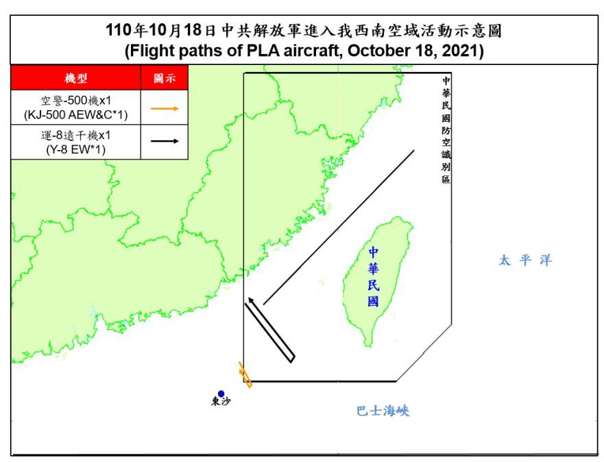 ▲▼3架次共機18日擾台。（圖／國防部提供）