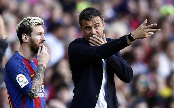 ▲▼ 西班牙主帥恩里克（Luis Enrique）、梅西（Lionel Messi）。（圖／達志影像／美聯社）