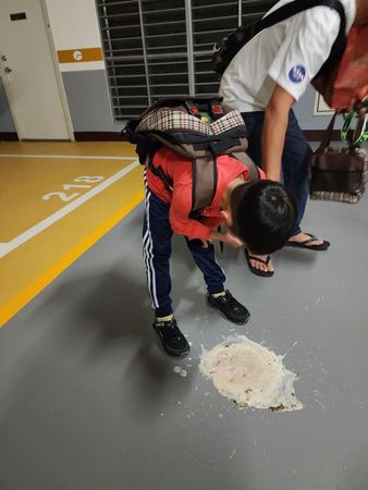 ▲陳仙梅兒子吐了2天，無法進食。（圖／翻攝自臉書／陳仙梅）