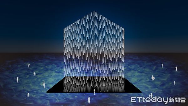 ▲台積電獨家支持高鐵「城里有光」燈區藝術主燈「∞立方」製作經費，由陳冠宏X陳映竹的創作團隊「有用主張 UxU Studio」設計，這座光藝術裝置高達16米、造價逾千萬。（圖／記者林東良翻攝，下同）